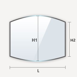 Verre trempé en arche haut et bas rectangle cintré arrondi sur 2 cotes