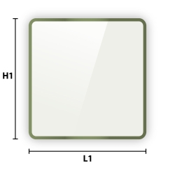 Plaque de sol en verre - carré 2 coins arrondis 90x90cm
