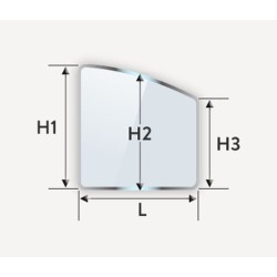 Verre trempé en arche biais