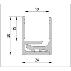 Profil d'encadrement pour fixation murale - verre de 8 à 21mm + joint BOH-BO520171